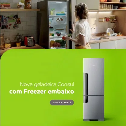 Geladeira Consul Frost Free 397L Freezer Inferior Branca CRE44BB