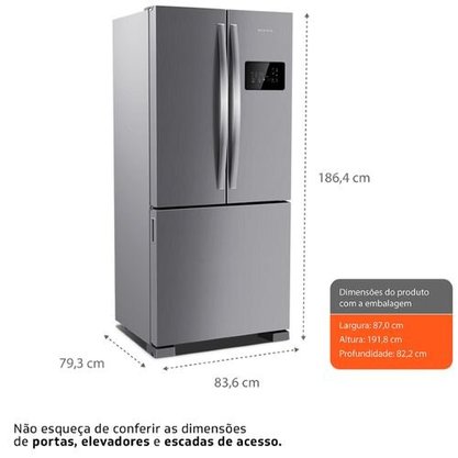 Geladeira Frost Free Inox French Door Brastemp A+++ 554 litros BRO85AK