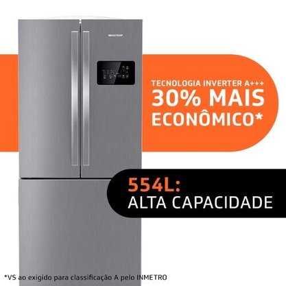 Geladeira Frost Free Inox French Door Brastemp A+++ 554 litros BRO85AK