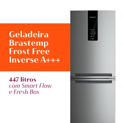 Geladeira Frost Free Inverse 447 litros Platinum BRE57FK Brastemp