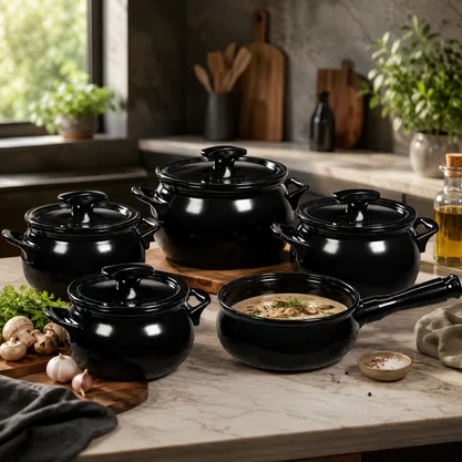 Jogo de Ceramica de Cerâmica 5 Peças New Premiere+ Joy Preto Ceraflame