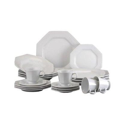 Jogo de Jantar e Chá 30 Peças Prisma Branco Schmidt 077-0000