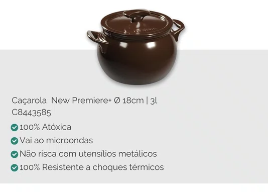 Jogo De Panelas Ceraflame New Premiere+ 5 Pç Chocolate Chocolate