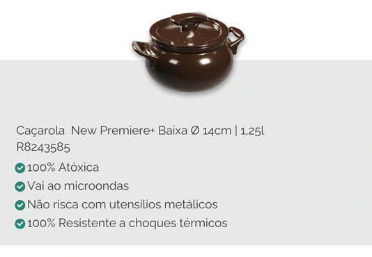 Jogo De Panelas Ceraflame New Premiere+ 5 Pç Chocolate Chocolate