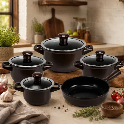 Jogo de Panelas de Cerâmica 5 Peças Duo Smart Chocolate Ceraflame