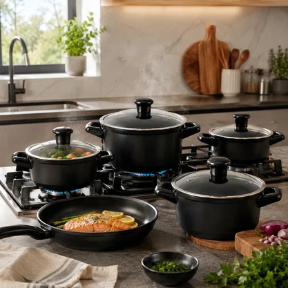 Jogo de Panelas de Cerâmica 5 Peças Duo Smart Preto Ceraflame