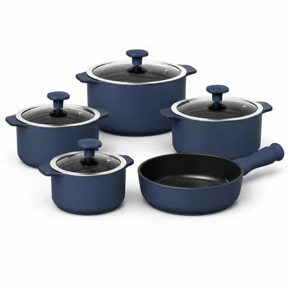 Jogo de Panelas de Cerâmica 5 Peças Slim Azul Indigo Ceraflame