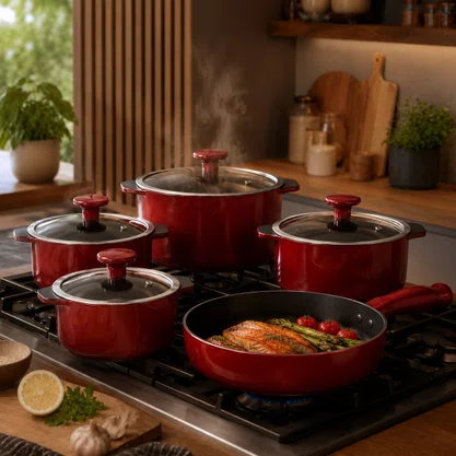 Jogo de Panelas de Cerâmica 5 Peças Slim Marsala Ceraflame
