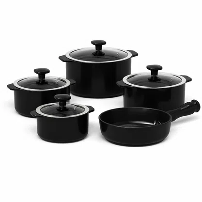Jogo de Panelas de Cerâmica 5 Peças Slim Preto Ceraflame