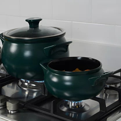 Jogo De Panelas De Cozinha Ceraflame New Premiere Com 5 Peças De Cerâmica Verde-escuro