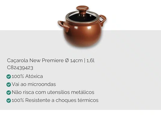 Jogo De Panelas De Cozinha Ceraflame New Premiere New Premiere Joy J644949 Com 5 Peças De Cerâmica Cobre