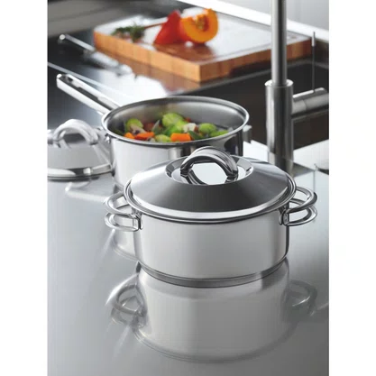 Jogo de Panelas Tramontina Solar em Aço Inox com Fundo Triplo e Tampas de Inox 5 Peças