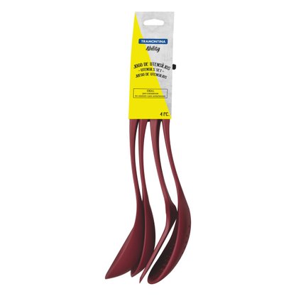 Jogo de Utensílios Ability em Nylon Vermelho Tramontina 4 Peças 25199/701