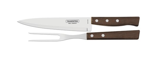 Jogo para Churrasco Aço Inox com Cabo em Madeira Natural Tramontina 2 Peças 22299/013