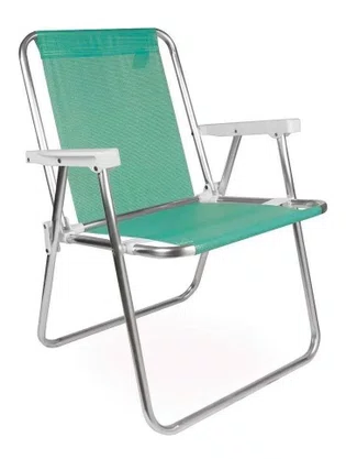 Kit 2 Cadeiras De Praia Alta Alumínio Cor Verde Anis Mor