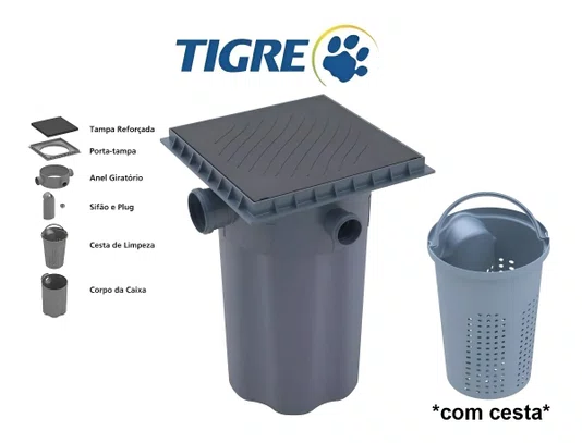 Kit 2 Caixas De Gordura Tigre Dn100 C/ Cesto De Limpeza