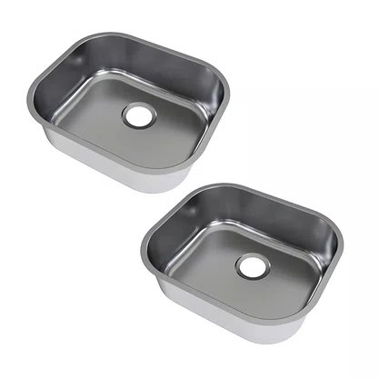 Kit 2 Cuba De Inox Simples Riva 40x34x14,5 S/vsa 3,5 - Docol