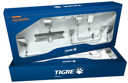 Kit Acessórios Banheiro Squadra Tigre 5 Peças 5000.SQD.CR