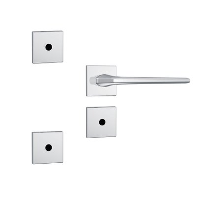 Kit Fechadura e 2 Travas Auxiliares Inox Roseta Quadrada Lucca Stam 800/27