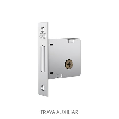 Kit Fechadura e 2 Travas Auxiliares Inox Roseta Quadrada Lucca Stam 800/27