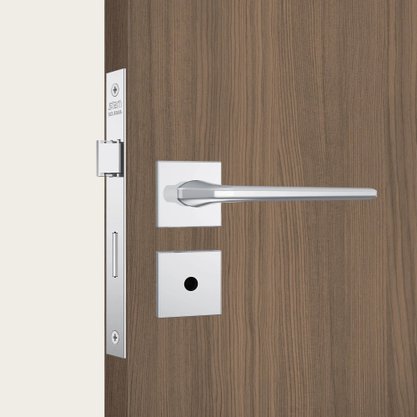 Kit Fechadura e 2 Travas Auxiliares Inox Roseta Quadrada Lucca Stam 800/27