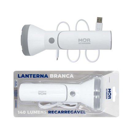 Lanterna Recarregável Branca Mor 140 Lumens  9186