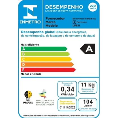 Lavadora de Roupa com Abertura Frontal e Água Quente Premuim Care Electrolux 11kg LFE11