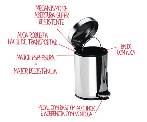 Lixeira Inox com Pedal e Balde Brinox 12 litros 3040/203