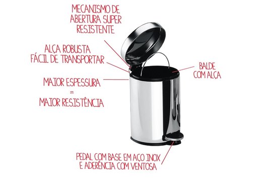 Lixeira Inox com Pedal e Balde Brinox 30 litros 3040/205