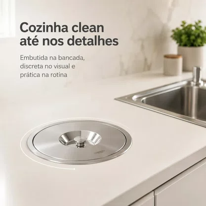 Lixeira Tramontina de Embutir 5L Redonda com Tampa Inox 94518/005