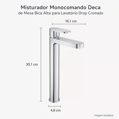 Misturador de Mesa Monocomando Bica Alta Drop Cromado Deca 2885.C91
