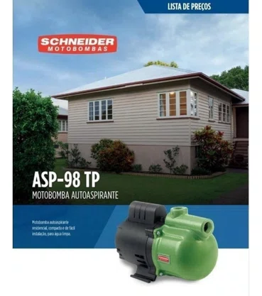 Motobomba Autoaspirante Monofásica Schneider Asp-98 1hp Cor Verde Frequência 60 Hz