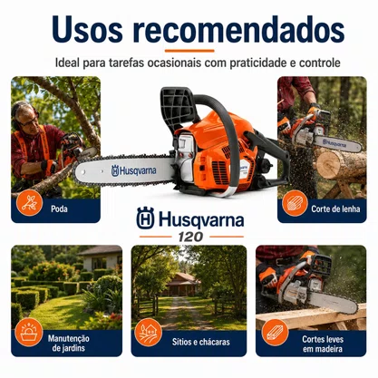 Motosserra Husqvarna 120 Gasolina 35cc 1,96HP Sabre 14 Pol