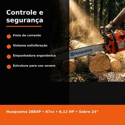 Motosserra Husqvarna 288XP Gasolina 87cc 6,12HP Sabre 24 Pol Profissional