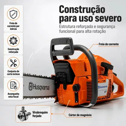 Motosserra Husqvarna 61 Gasolina 61,5cc 3,9HP Sabre 18 Pol Profissional