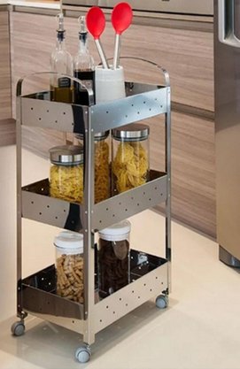 Organizador com Rodízios 3 Prateleiras Suprema Brinox 2098/200