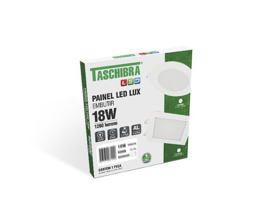 Painel Led Lux Quadrado de Embutir Taschibra 18w 6500k