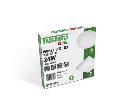Painel Led Lux Sobrepor Quadrado Taschibra 24w 4000k