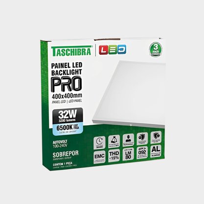 Painel Led Pro Sobrepor Quadrado Taschibra 40cm 32w 6500k