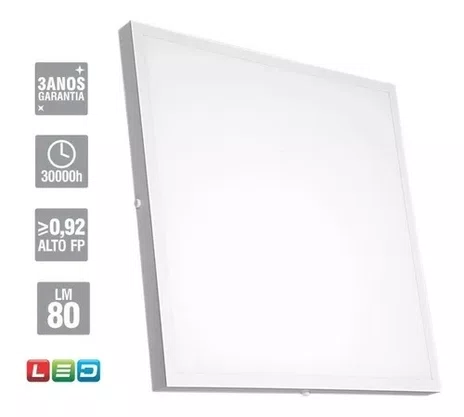 Painel Led Pro Sobrepor Quadrado Taschibra 60cm 45w 6500k