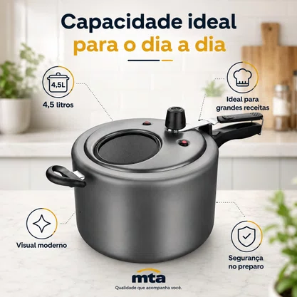 Panela de Pressão 4,5L Grafite com Visor MTA 6002
