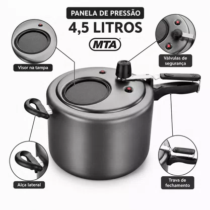 Panela de Pressão 4,5L Grafite com Visor MTA 6002