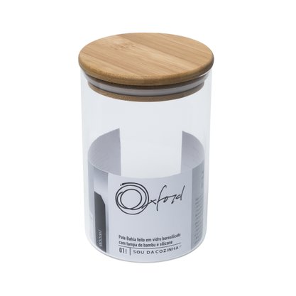 Pote de Vidro com Tampa Bambu Bahia Oxford 900 ml