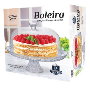 Prato de Bolo Com Pé e Tampa em Vidro 32 cm Ruvolo 8045401