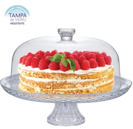 Prato de Bolo Com Pé e Tampa em Vidro 32 cm Ruvolo 8045401