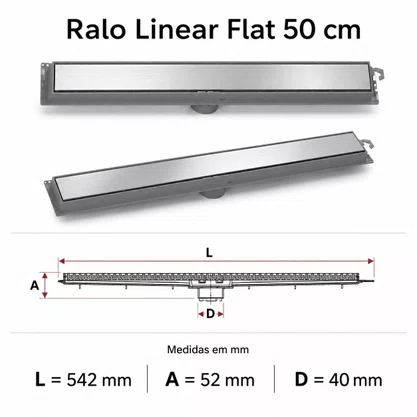 Ralo Linear Grelha Inox 50 Cm Tigre