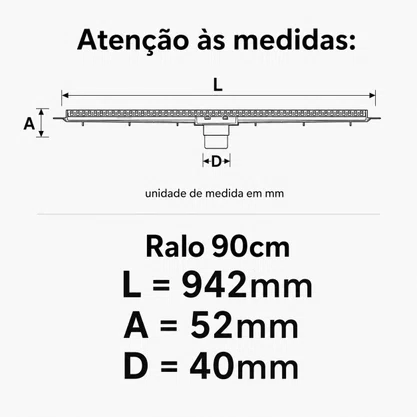 Ralo Linear Grelha Inox 90 Cm Tigre