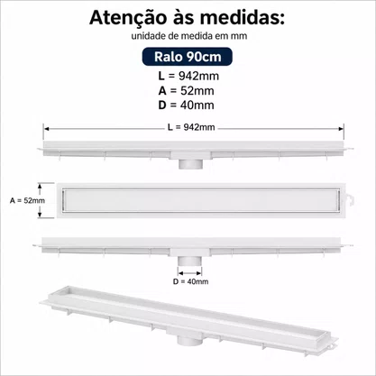 Ralo Linear Invisível Branco 90 Cm Tigre
