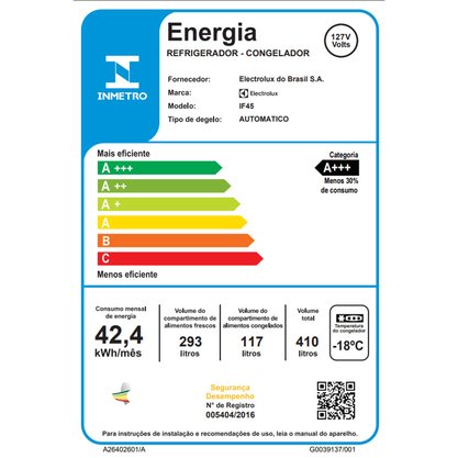 Refrigerador IF45 410L Frost Free Branca Electrolux