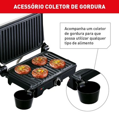 Sanduicheira Grill Arno Dual Inox Abertura 180 graus com Placa Antiaderente GNOX